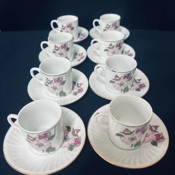 Set Of 8 Demitasse Espresso Cups And Saucers - Picture 5 of 12